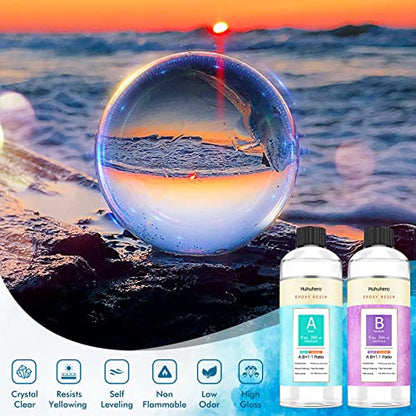 Huhuhero Epoxy Resin Kit, 18OZ Crystal Clear Resin and Hardener Resin Epoxy Craft Casting Art Resina Epoxica Transparente, 2 Part Resin Kit Art - WoodArtSupply