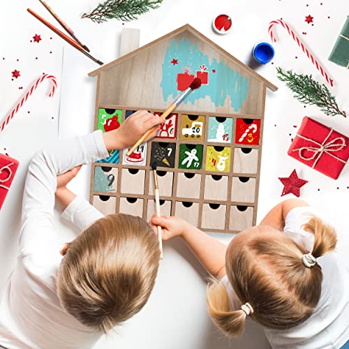 BRUBAKER Wooden Advent Calendar to Fill with 24 Drawers - DIY Unfinished Christmas Calendar for Painting, Crafting and Self-Design - Christmas House BRUBAKER