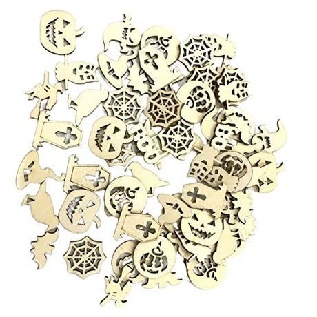 NOLITOY 100pcs Pieces Haunted House Toys Gift Wooden Decor Halloween Wooden Craft Halloween Wood Cutouts Unfinished Wood Cutout Kids Crafts Halloween NOLITOY