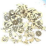 KESYOO Halloween Unfinished Wooden DIY Slices Craft Wood Cutouts Embellishments for Halloween Hanging Ornament 100pcs KESYOO