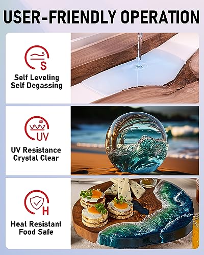 Smallbudi 2 Gallon Epoxy Resin Kit for Beginners, Resin Kit with 36 Mica Powder, Foil Flakes, Measuring Cups, Sticks-Resin Epoxy for Casting, Smallbudi