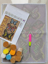 Latch Hook Rug Kits for Adults Kids DIY Rug Crochet Yarn Kits Tapestry Kits Butterfly Rug Making Kits with Printed Canvas Carpet Needlework Doormat WJKYR