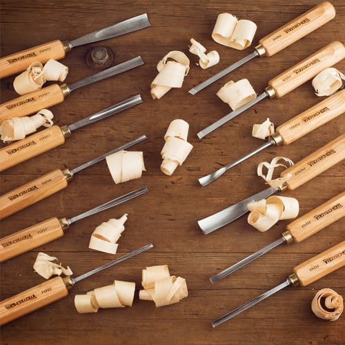 IMOTECHOM 12-Pieces Woodworking Wood Carving Tools Chisel Set with Canvas Bag, Razor Sharp CR-V 60 Steel Blades - WoodArtSupply