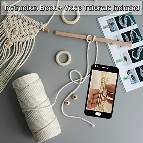 DIY Macrame Kit,Macrame Kits for Adults Beginners, Christmas Macrame Kit with Macrame Supplies, Macrame Cord, Macrame Beads, Wooden Rings, Dream