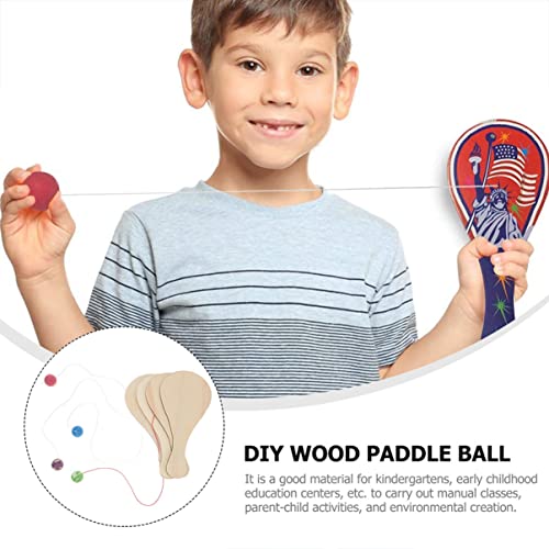 VOSAREA 10pcs White Billet Wooden Racket Pickleball Paddle Wooden Paddle Ball Toy Blank Paddle Ball Unfinished Wooden Cutouts Unfinished Paddle Toy VOSAREA