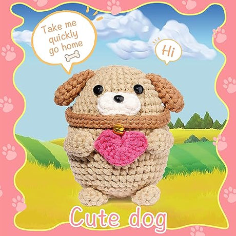 UzecPk Crochet Kit for Beginners, Cotton-Nylon Blend Yarn Crochet Kit Include Videos Tutorials Dog Crochet Set for Starters Adult Crocheting Animals UzecPk