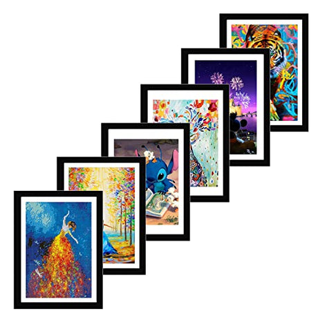 Betionol Picture Frames, 6 Packs Diamond Painting Frames Fit 12x16in/30x40cm Diamond Art Kits/Photos/Prints, Black Natural Solid Wood Picture Frame Betionol
