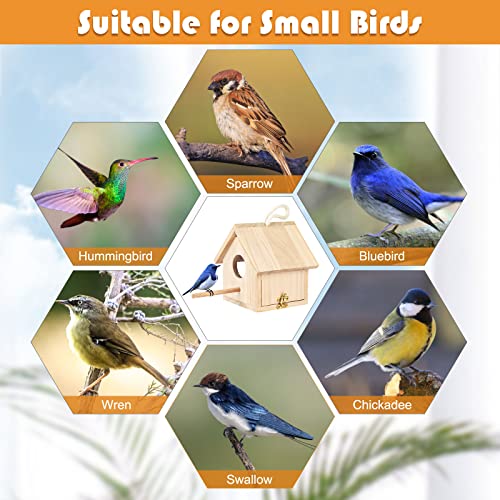 YUEPET Outdoor Bird Houses Transparent Wooden Bird House for Outside with Lanyard and Screws,Hanging Birdhouse Clearance for Finch Bluebird Cardinals YUEPET