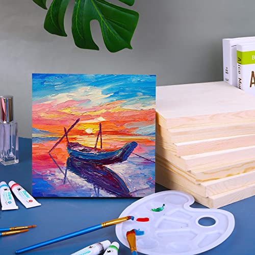 ADXCO 8 Pack Wood Panels 8 x 8 Inch Unfinished Wood Canvas Wooden Panel Boards for Painting, Pouring, Arts Use with Oils, Acrylics ADXCO