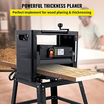 VEVOR Thickness Planer 12.5 inch Wood Planer Foldable 1500W Thickness Planer Woodworking 315"/min Feed Rate Double Cutter Benchtop Thickness Planer