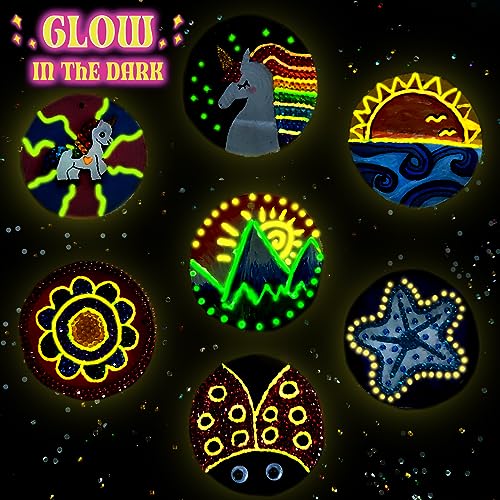 klmars Kids Wooden Painting Kit-Glow in The Dark-Arts & Crafts Gifts for Boys Girls Ages 5-12-Wood Slice Craft Activities Kits - Creative Art Toys klmars