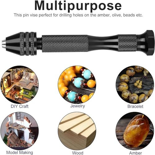 31Pcs Hand Drill Bits Set, SUNJOYCO Precision Pin Vise Rotary Tools with Micro Mini Twist Drill Bits (0.5-3.0mm) for Wood, Jewelry, Plastic, Craft SUNJOYCO