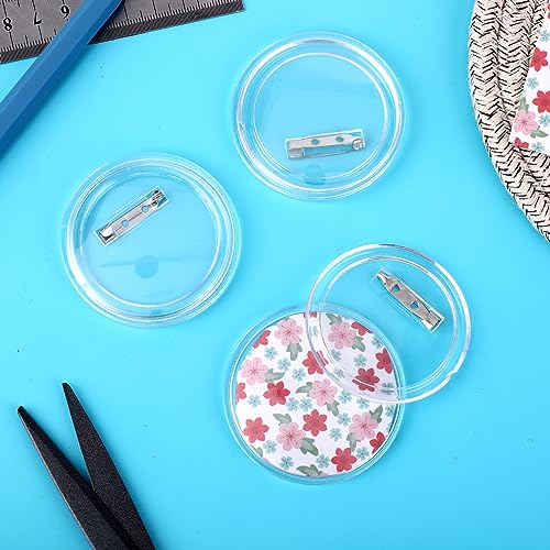 Teaaha 15Set Clear Button pins, Acrylic Clear Design Button Badge Clear Plastic Craft Button with Pin, Blank Pins Buttons Badges Kit for DIY Craft - WoodArtSupply