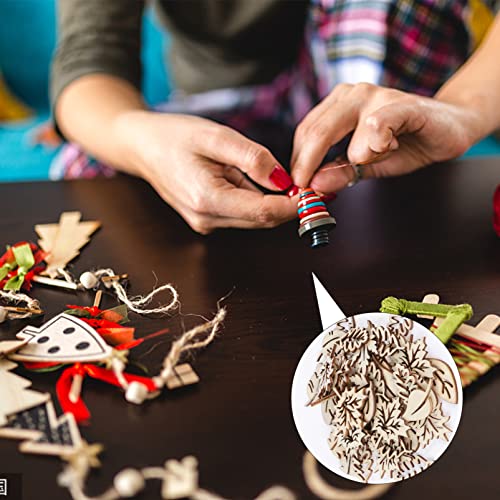 TEHAUX 50pcs Unfinished Wood Shapes Chip Wedding Ornament DIY Handcraft Slice Wood Leaves for Crafts Wedding Decor Cutouts Embellishments Unfinished TEHAUX