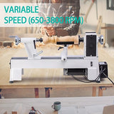 CXRCY 12" x 18" Wood Lathe, Benchtop Wood Lathe Machine 3/4 HP Infinitely Variable Speed 650-3800 RPM with Goggle & 3 Chisels for Woodworking, CXRCY