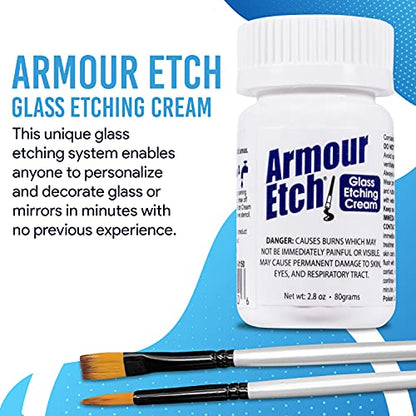 Armour Etch Glass Etching Cream - Starter 2.8oz Size - Bundled with Moshify Application Brushes - WoodArtSupply