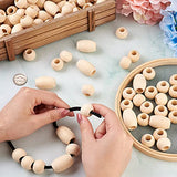120pcs/Set Natural Wooden Beads Oval & Round Wood Beads Large Hole Beads Unfinished Round Wooden Loose Beads for Crafts DIY Jewelry Making, Home EEE ELECRELIVE