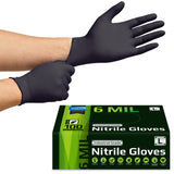 Inspire Black Nitrile Gloves | HEAVY DUTY 6 Mil Nitrile THE ORIGINAL Nitrile Medical Food Cleaning Disposable Gloves (Large, 100, Count) Inspire
