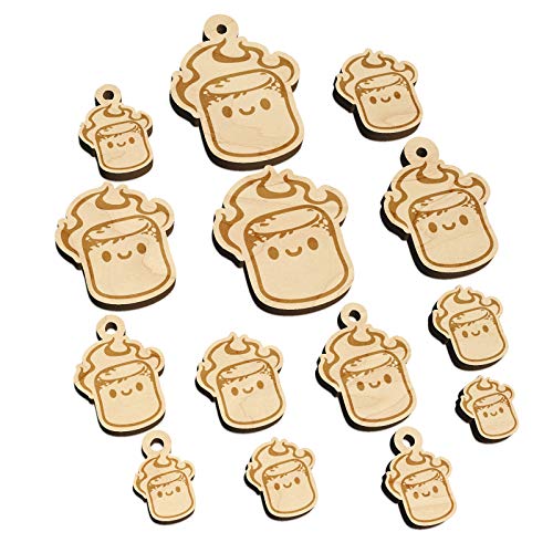 Cute Kawaii Toasted Marshmallow Mini Wood Shape Charms Jewelry DIY Craft - 30mm (6pcs) - with Hole - WoodArtSupply