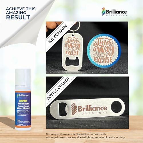 Brilliance Laser Inks 2 Oz Aerosol Red (Copper Tone) Laser Marking Spray for High Contrast Metals Mark | Permanent Durable Metal Ink for Fiber, YAG, - WoodArtSupply