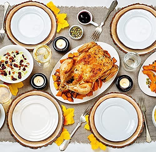 Gift Boutique Disposable Wooden Slice Paper Place Mats 50 Pack 13.5" Round Rustic Brown Wood Slices Charger Place Mat for Farmhouse Tan Table Setting Gift Boutique