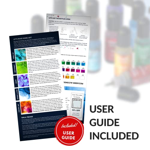 Alcohol Ink Set - New Improved Formula - 24 Highly Saturated Alcohol Inks - Fast-Drying and Permanent Inks - Versatile Alcohol Ink for Epoxy Resin, Piccassio