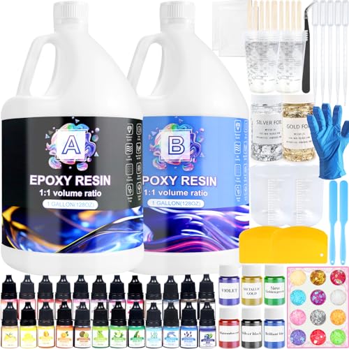 Epoxy Resin 2 Gallon Kit, Clear Resin Epoxy, Resin Kit - High-Gloss, Bubbles Free, Not Yellowing, Self-Leveling Art Resin Casting Resin for DIY Pmbqifay