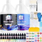 Epoxy Resin 2 Gallon Kit, Clear Resin Epoxy, Resin Kit - High-Gloss, Bubbles Free, Not Yellowing, Self-Leveling Art Resin Casting Resin for DIY Pmbqifay