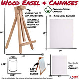 J MARK 48pc Deluxe Painting Kits for Adults - Includes Adjustable Wood Easel, Thick Canvases, Acrylic Paints, Brushes Set,Wooden and Plastic J MARK