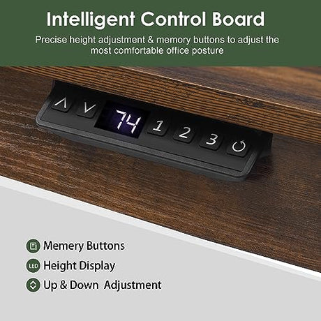 Yoimori Electric Standing Desk with Drawer,48 x 24 Inches Standing Desk Adjustable Height Desk with 12W Wireless Charging,One-Piece Wooden Desktop Yoimori