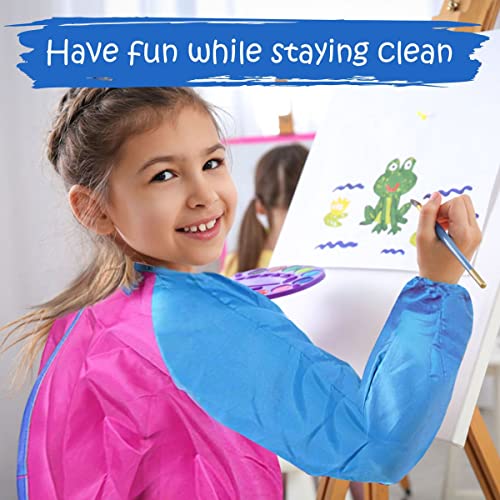 The Mega Deals Washable Kids Paint 10 Colors, 10 No Spill Paint Cups for Kids with Lids, 10 Paint Brush Set, Waterproof Kids Smock – Christmas Gifts
