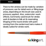 KINGART Radiant Taklon Brushes, Series 6000 Round, Set of 5,Brown KINGART