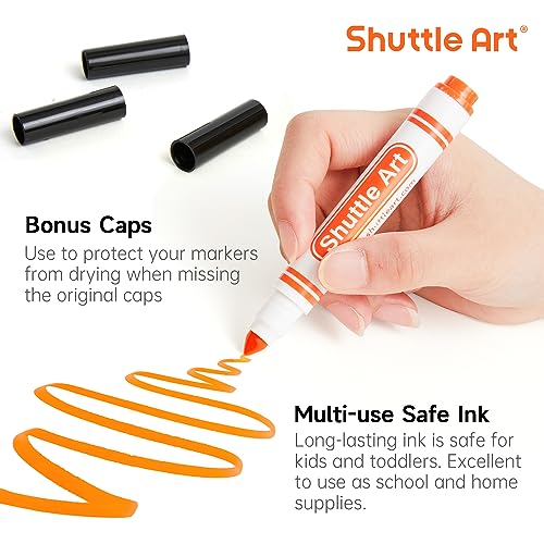 Shuttle Art 304 Pack Washable Markers, 8 Colors Broad Line Markers, Separate Pack of 38, Conical Tip Marker Bulk with a Box, Home Classroom School - WoodArtSupply