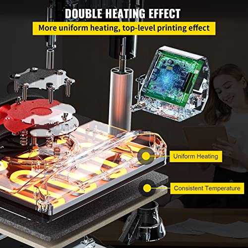 VEVOR Heat Press, Upgrade 5 in 1 Heat Press Machine for T-Shirt Hat Cap Mug Plate Sublimation, 15x15 inch Anti-Scald Fast Swing Away Digital Control VEVOR