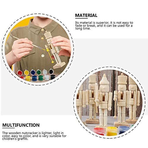 2Sets Christmas Nutcracker unpainted Nutcracker Unfinished Wood Nutcracker Christmas Table Decorations Tall Nutcracker Decorations Xmas Gift Indoor ifundom