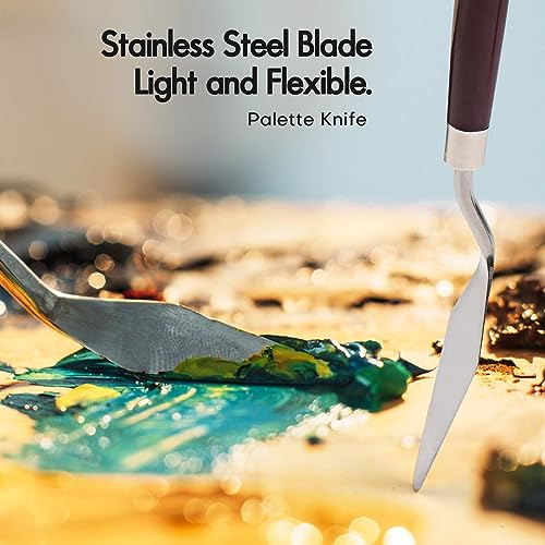 25 Pieces Paint Brush Set, Artist Professional Series, Synthetic Acrylic Paint Brushes with Flat, Filbert, Fan, Dagger, Cat Tongue, Round, Angle, Fuumuui