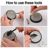 WANDIC Ikebana Flower Vase, Japanese Round Shallow Pottery Ikebana Vase Kit with 4cm Kenzan Flower Frog for Floral Arrangement Home Decoration, Black WANDIC