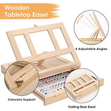 Painting Supplies Set, 49 Pieces Watercolor Painting Kit with Wooden Tabletop Easel, Includes Watercolor Paints, Brushes, Palette, Canvas Panels and VigorFun