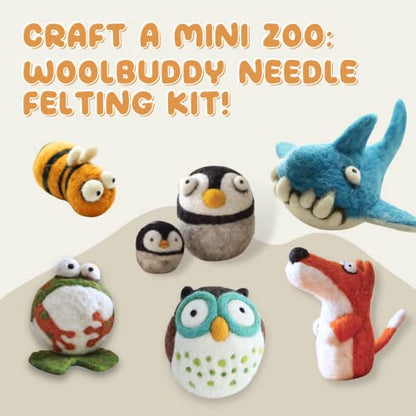 Woolbuddy Needle Felting Kit, Starter, Felting Kit for Beginners Adult, Kids, 6 Cute Felting Animals, Felting Supplies Included Felting Needles, - WoodArtSupply