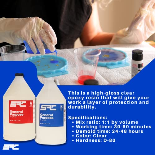 Specialty Resin & Chemical General Purpose Clear Epoxy Resin 2 Gal | Clear 2-Part Epoxy Resin Kit for Tabletops, Countertops, Encapsulation, & More | SPRESIN