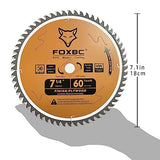 FOXBC 7-1/4" Circular Saw Blade 60-Tooth Replacement for Freud Diablo D0760A D0760X, DeWalt DWA171460 Ultra Fine Finish Circular Saw Blade FOXBC