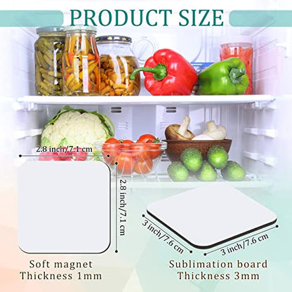 3 x 3 Inch Sublimation Blank Refrigerator Magnets Sublimation Square Fridge Magnets Sublimation Magnet Blanks MDF Sublimation Blanks DIY Decorative