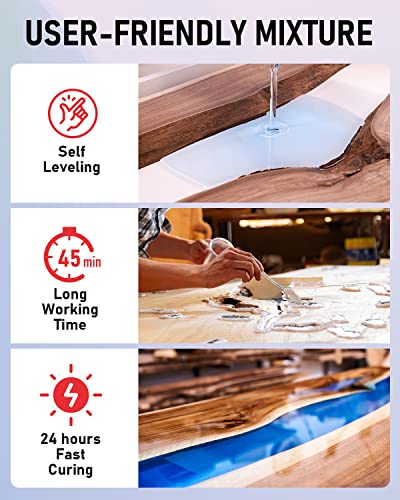 Smallbudi 2 Gallon Crystal Clear Epoxy Resin Kit, High Gloss & Bubbles Free Resin Supplies for Coating and Casting, Molds, Jewelry Making, DIY Art, Smallbudi