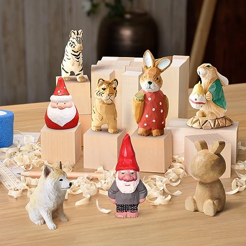 Olerqzer 25 pcs Whittling Wood Blocks Wood Carving Kit with 3 Different Sizes,Carving Basswood for Wood Carving Set Wood Carving Wood (6 inch) Olerqzer