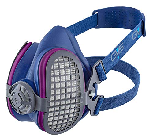 GVS SPR456 Elipse P100 Nuisance Dust Half Mask Respirator with replaceable and reusable filters included, Medium/Large, Blue - WoodArtSupply