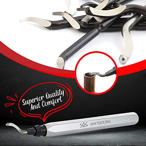 AFA Tooling - Deburring Tool with 10 Extra High Speed Steel Blades - Works on Metal, Resin, PVC Pipes, Copper, Plastic and 3D Printed Edges - AFA Tooling Approved for Automotive