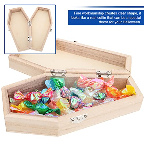 STOBOK Halloween Wooden Coffin Box: Large Unfinished Wood Fillable Hinged Box DIY Keepsake Casket Coffin Ring Box Pet Casket Wood Coffin Tray Locking STOBOK