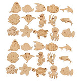 EXCEART 100pcs Marine Animal Wood Chips Mini Animals Natural Wood Slices Wood Earrings Fish Wood Sign Coastal Wood Cutout Unfinished Wood Slice Wood EXCEART