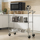VEVOR Kitchen Utility Cart, 3 Tiers, Wire Rolling Cart with 661 LBS Capacity, Steel Service Cart on Wheels, Metal Storage Trolley with 80 mm Deep VEVOR