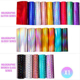 GIRAFVINYL Assorted Vinyl Bundle 12” x 12”,21 Sheets/Pack Holographic Vinyl Permanent Vinyl Adhesive for cricut,DIY Crafts,Home Decor and Tumblers GIRAFVINYL
